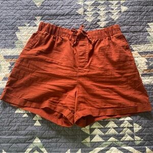 Women's Uniqlo Rust Stretch Waist Shorts Cuffed Hem Medium
